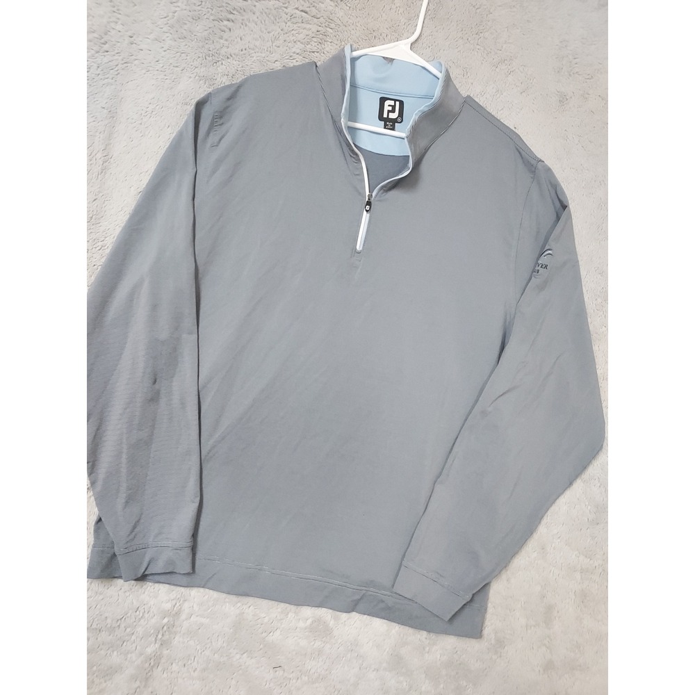FootJoy Pullover Mens XL Crow River Golf Club Quarter Zip Blue Gray Jersey EUC